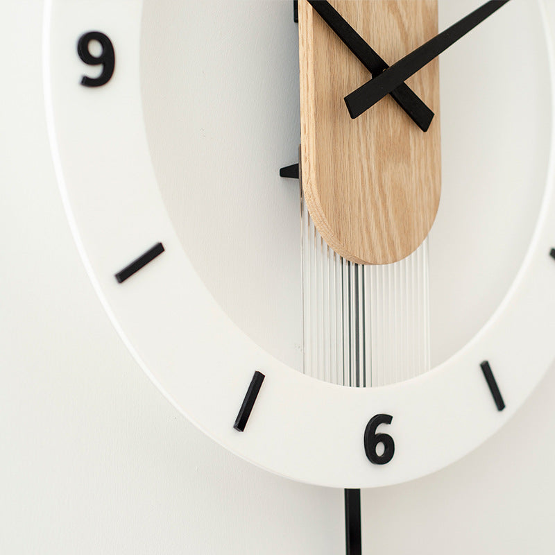 Simple Wall Clock Nordic Modern Solid Wood Mute Swing