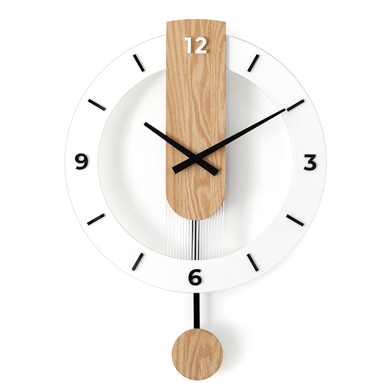 Simple Wall Clock Nordic Modern Solid Wood Mute Swing